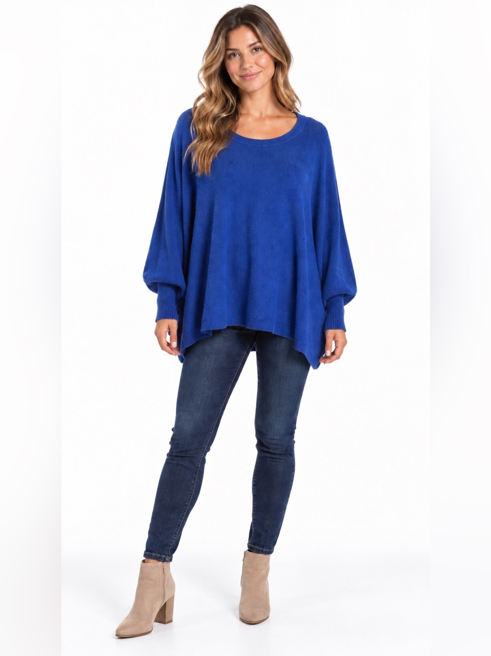 Altar'd State Scoop Neck Sweater in Cobalt Blue